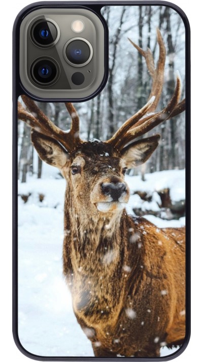 Coque iPhone 12 Pro Max - Winter 22 Cerf sous la neige