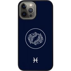 Coque iPhone 12 Pro Max - Silicone rigide noir Astrologie Poissons