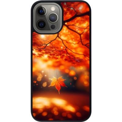 iPhone 12 Pro Max Case Hülle - Silikon schwarz Herbst Magisch Orange