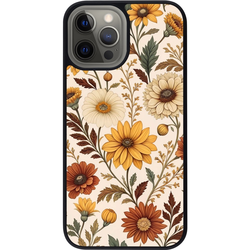 Coque iPhone 12 Pro Max - Silicone rigide noir Autumn 25 Flower pattern