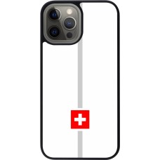 Coque iPhone 12 Pro Max - Silicone rigide noir Canton CH blanc