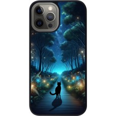iPhone 12 Pro Max Case Hülle - Silikon schwarz Schwarze Katze Spaziergang