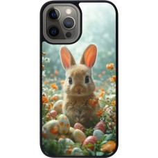 Coque iPhone 12 Pro Max - Silicone rigide noir Easter 2026 Rabbit in the garden