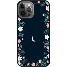 Coque iPhone 12 Pro Max - Silicone rigide noir Flowers space