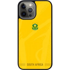 Coque iPhone 12 Pro Max - Silicone rigide noir Maillot de football Afrique du Sud 2026 personnalisable
