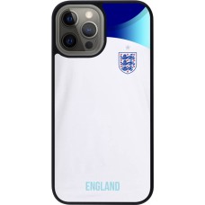 Coque iPhone 12 Pro Max - Silicone rigide noir Maillot de football Angleterre 2022 personnalisable