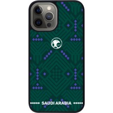 Coque iPhone 12 Pro Max - Silicone rigide noir Maillot de football Arabie saoudite 2026 personnalisable