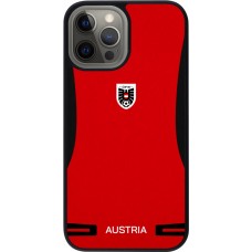 Coque iPhone 12 Pro Max - Silicone rigide noir Maillot de football Autriche 2026 personnalisable