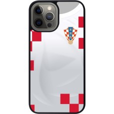 Coque iPhone 12 Pro Max - Silicone rigide noir Maillot de football Croatie 2022 personnalisable