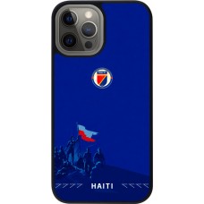 Coque iPhone 12 Pro Max - Silicone rigide noir Maillot de football Haiti 2026 personnalisable