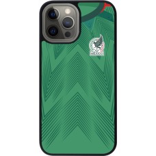 Coque iPhone 12 Pro Max - Silicone rigide noir Maillot de football Mexique 2022 personnalisable