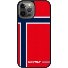 Coque iPhone 12 Pro Max - Silicone rigide noir Maillot de football Norvège 2026 personnalisable