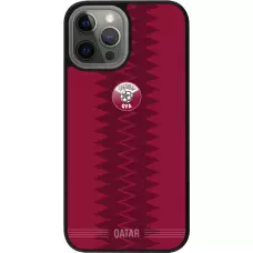 Coque iPhone 12 Pro Max - Silicone rigide noir Maillot de football Qatar 2026 personnalisable