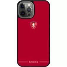Coque iPhone 12 Pro Max - Silicone rigide noir Maillot de football Répuplique Tchèque 2026 personnalisable