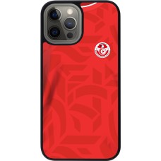 Coque iPhone 12 Pro Max - Silicone rigide noir Maillot de football Tunisie 2022 personnalisable