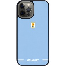 Coque iPhone 12 Pro Max - Silicone rigide noir Maillot de football Uruguay 2026 personnalisable