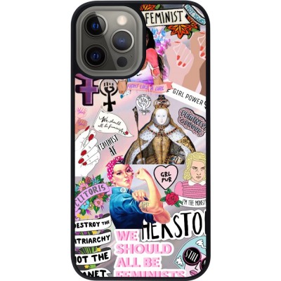 Coque iPhone 12 Pro Max - Silicone rigide noir Girl Power Collage