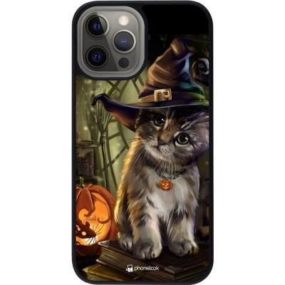 Coque iPhone 12 Pro Max - Silicone rigide noir Halloween 21 Witch cat