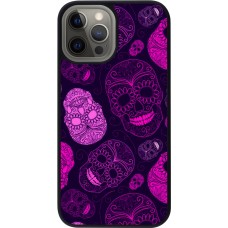 iPhone 12 Pro Max Case Hülle - Silikon schwarz Halloween 2023 pink skulls