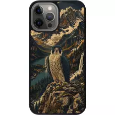 Coque iPhone 12 Pro Max - Silicone rigide noir Linocut Faucun pèlerin