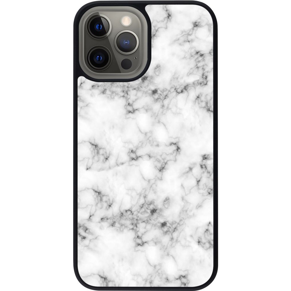 Coque iPhone 12 Pro Max - Silicone rigide noir Marble 01
