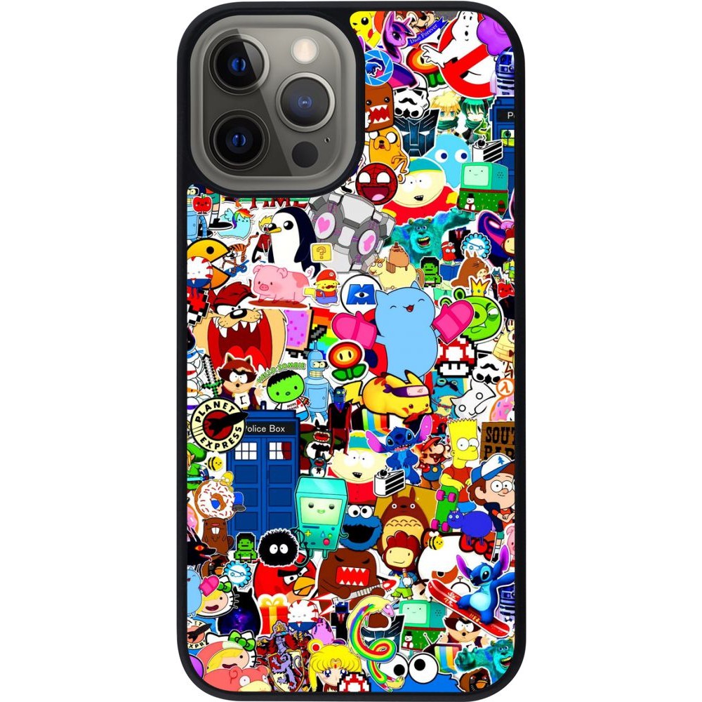 Coque iPhone 12 Pro Max - Silicone rigide noir Mixed cartoons