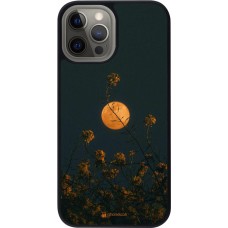 Coque iPhone 12 Pro Max - Silicone rigide noir Moon Flowers