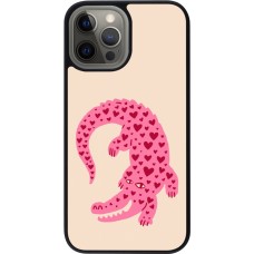 iPhone 12 Pro Max Case Hülle - Silikon schwarz Pink crocodile 2026