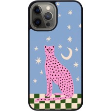 iPhone 12 Pro Max Case Hülle - Silikon schwarz Pink leopard with stars 2026