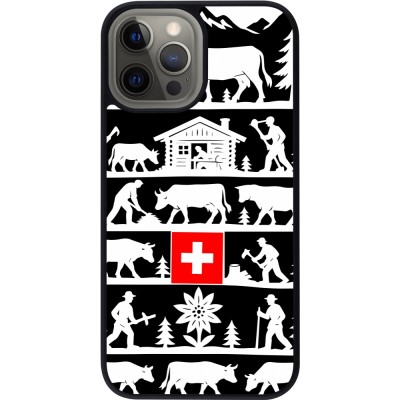 Coque iPhone 12 Pro Max - Silicone rigide noir Poya Suisse 1 noir