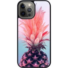 Coque iPhone 12 Pro Max - Silicone rigide noir Purple Pink Pineapple