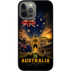 Coque iPhone 12 Pro Max - Silicone rigide noir Football Australie splash 2026