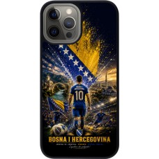 Coque iPhone 12 Pro Max - Silicone rigide noir Football Bosnie-Herzégovine splash 2026