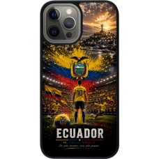 Coque iPhone 12 Pro Max - Silicone rigide noir Football Équateur splash 2026