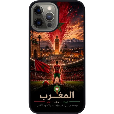 Coque iPhone 12 Pro Max - Silicone rigide noir Football Maroc splash 2026