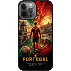 iPhone 12 Pro Max Case Hülle - Silikon schwarz Fussball Portugal splash 2026