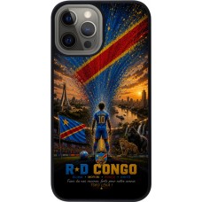 Coque iPhone 12 Pro Max - Silicone rigide noir Football République démocratique du Congo splash 2026