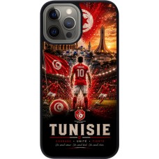 Coque iPhone 12 Pro Max - Silicone rigide noir Football Tunisie splash 2026