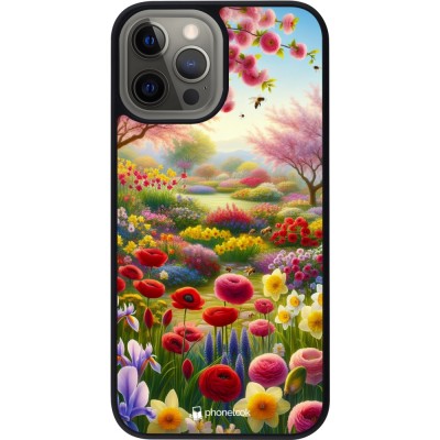 iPhone 12 Pro Max Case Hülle - Silikon schwarz Frühling 25 Strauß Frühling