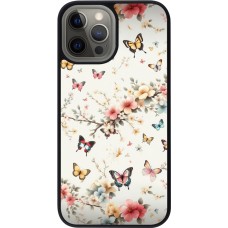 Coque iPhone 12 Pro Max - Silicone rigide noir Spring 25 Papillons Légers