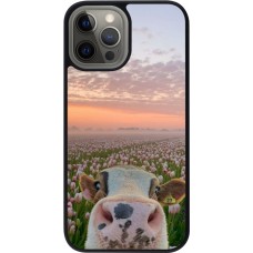 iPhone 12 Pro Max Case Hülle - Silikon schwarz Cow with tulips Spring 2026