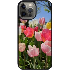 Coque iPhone 12 Pro Max - Silicone rigide noir Tulips Spring 2026