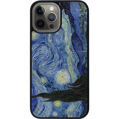 iPhone 12 Pro Max Case Hülle - Silikon schwarz Kunstbild - Sternennacht - Van Gogh