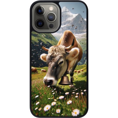 iPhone 12 Pro Max Case Hülle - Silikon schwarz Kuh Berg Wallis