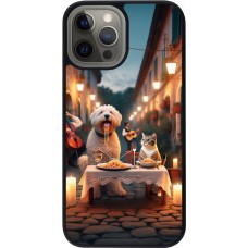 iPhone 12 Pro Max Case Hülle - Silikon schwarz Valentin 2024 Hund & Katze Kerzenlicht