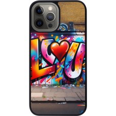 iPhone 12 Pro Max Case Hülle - Silikon schwarz Valentin 2025 Liebe U Tag