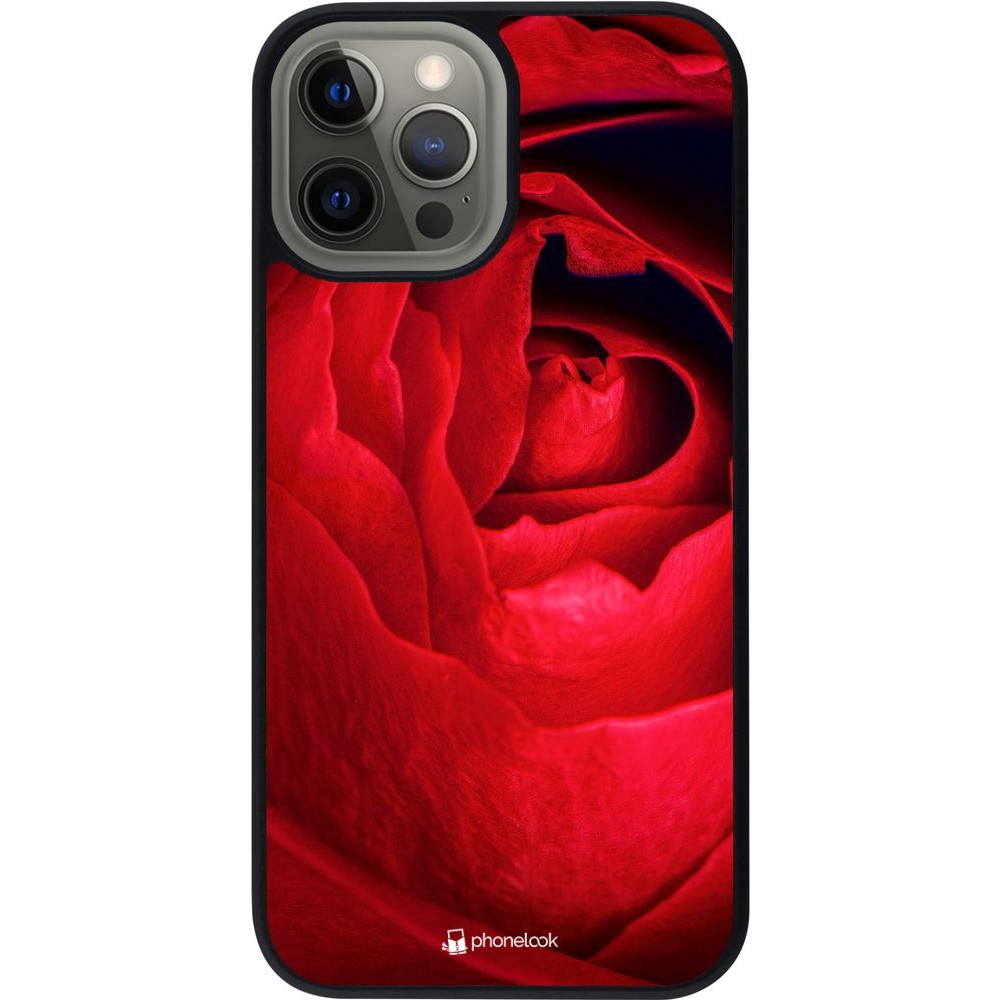 Coque iPhone 12 Pro Max - Silicone rigide noir Valentine 2022 Rose