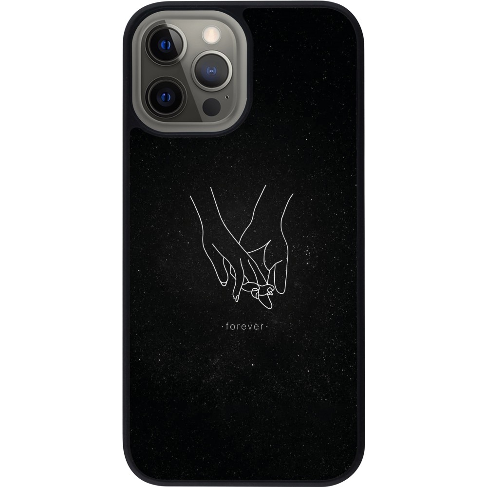 iPhone 12 Pro Max Case Hülle - Silikon schwarz Valentine 2023 hands forever