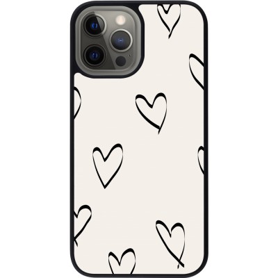 iPhone 12 Pro Max Case Hülle - Silikon schwarz Valentine 2023 minimalist hearts
