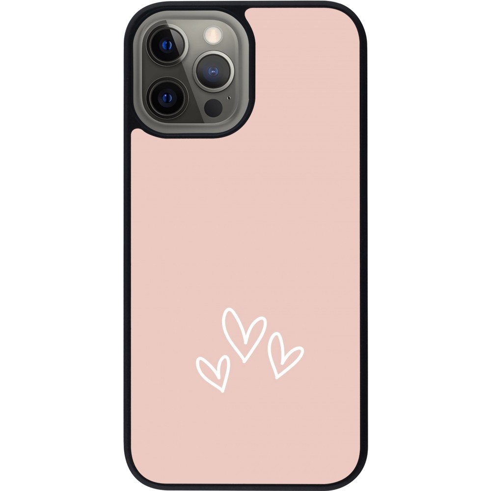 iPhone 12 Pro Max Case Hülle - Silikon schwarz Valentine 2023 three minimalist hearts